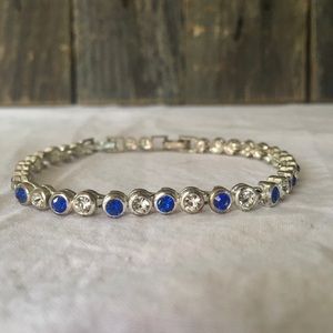 ‼️ 3/$15 Sterling Blue & Clear Rhinestone Bracelet